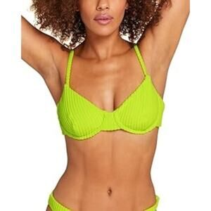 Andie NWT Swim Bikini Top Medium NWT The Bermuda Scoop Neck Top Neon Lemon